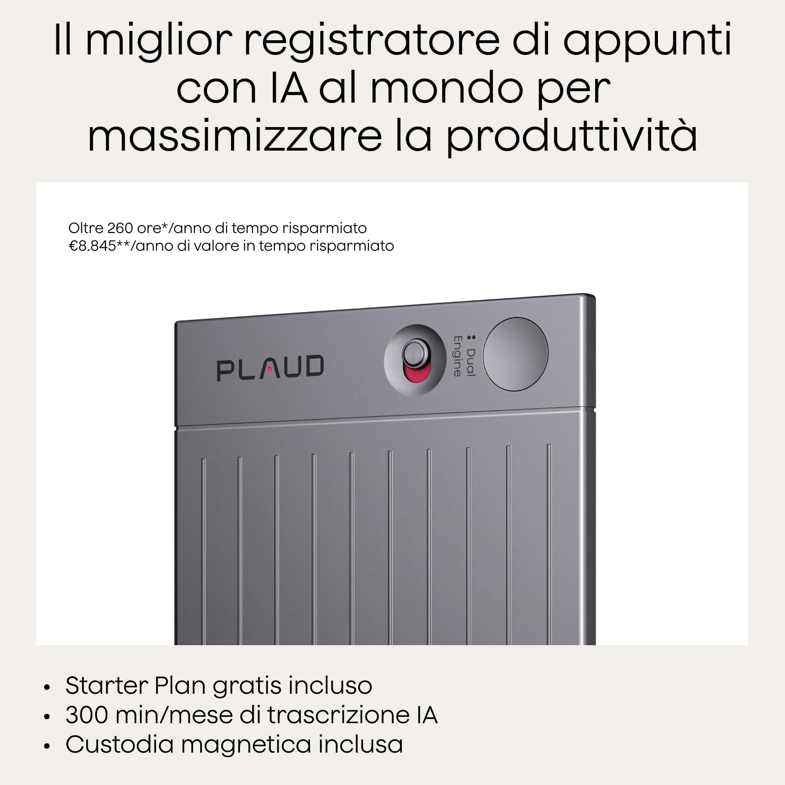Plaud Note Registratore Vocale AI Professionale con Custodia Audio Digitale Trascrivi Riassumi con Tecnologia AI Supporta 112 Lingue Controllo App Perfetto per Riunioni Lezioni Chiamate Colloqui