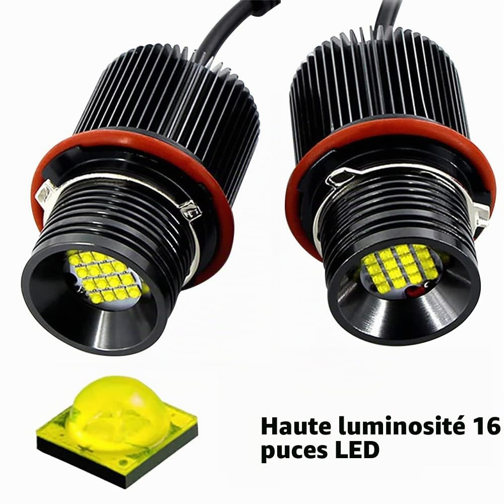 Baceyong Lot de 2 ampoules LED Angel Eye Halo Ring avec inverseurs compatible avec BMW E39 E53 E60 E61 E63 E64 E65 E66 E87 525i 530i xi 545i M5