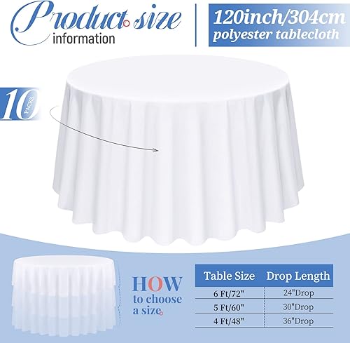 Miniatura 242 de Pesonlook Paquete de 4 manteles redondos blancos de 90 pulgadas, mantel de poliéster para mesas redondas, mantel lavable, resistente a las manchas