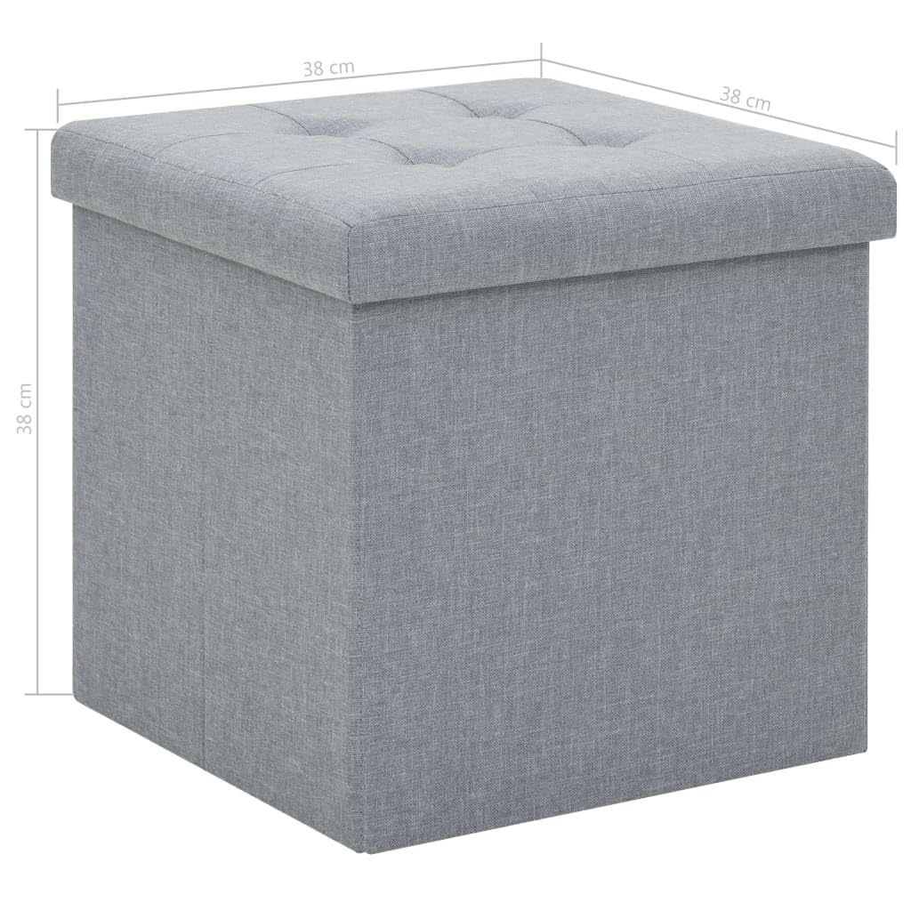 Genérico Taburetes almacenaje Plegables 2 uds Lino sintético Gris Claro,Sillas,Taburetes y sillas plegables-247080