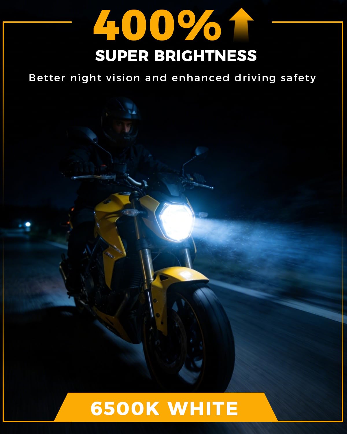 BMT xms H4 LED Moto Faro, 9003 HB2 LED Lampadine Compatibile 12V Moto Scooter, Abbaglianti e Anabbaglianti 10000LM 6500K bianco brillante, Confezione da 1