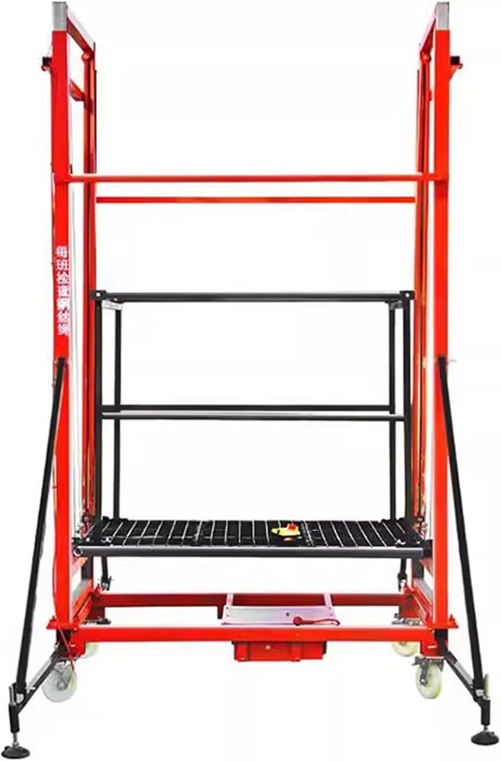 Carro Elevador Eléctrico con Mando a Distancia - Plataforma de Andamios Móvil Plegable, Carga Máxima 300kg, Construcción en Acero Resistente para Trabajos en Interiores y Exteriores,3.5m