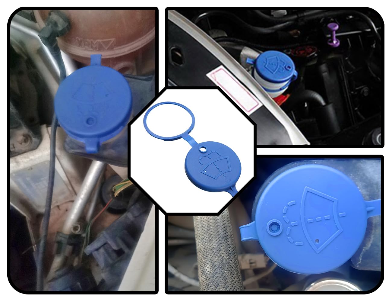 KAPSING Tappo serbatoio contenitore liquido lavavetri per auto, coperchio contenitore liquido tergicristallo, adatto alla maggior parte dei modelli, 13227300