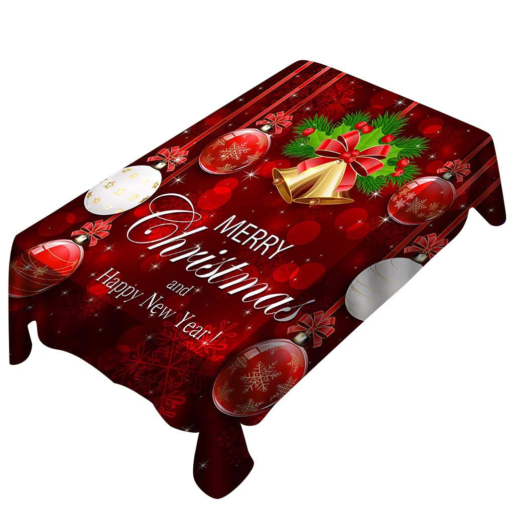 certainPL Christmas Printed Fabric Tablecloth for Holiday Dinner, Party - Rectangle (M, 55" x 71")