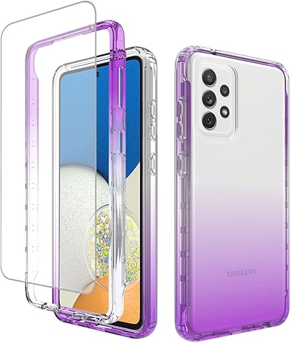 Miniatura 8 de Funda de teléfono para Galaxy A73 5G, Samsung A73 5G con protector de pantalla de vidrio templado, carcasa protectora de cuerpo completo