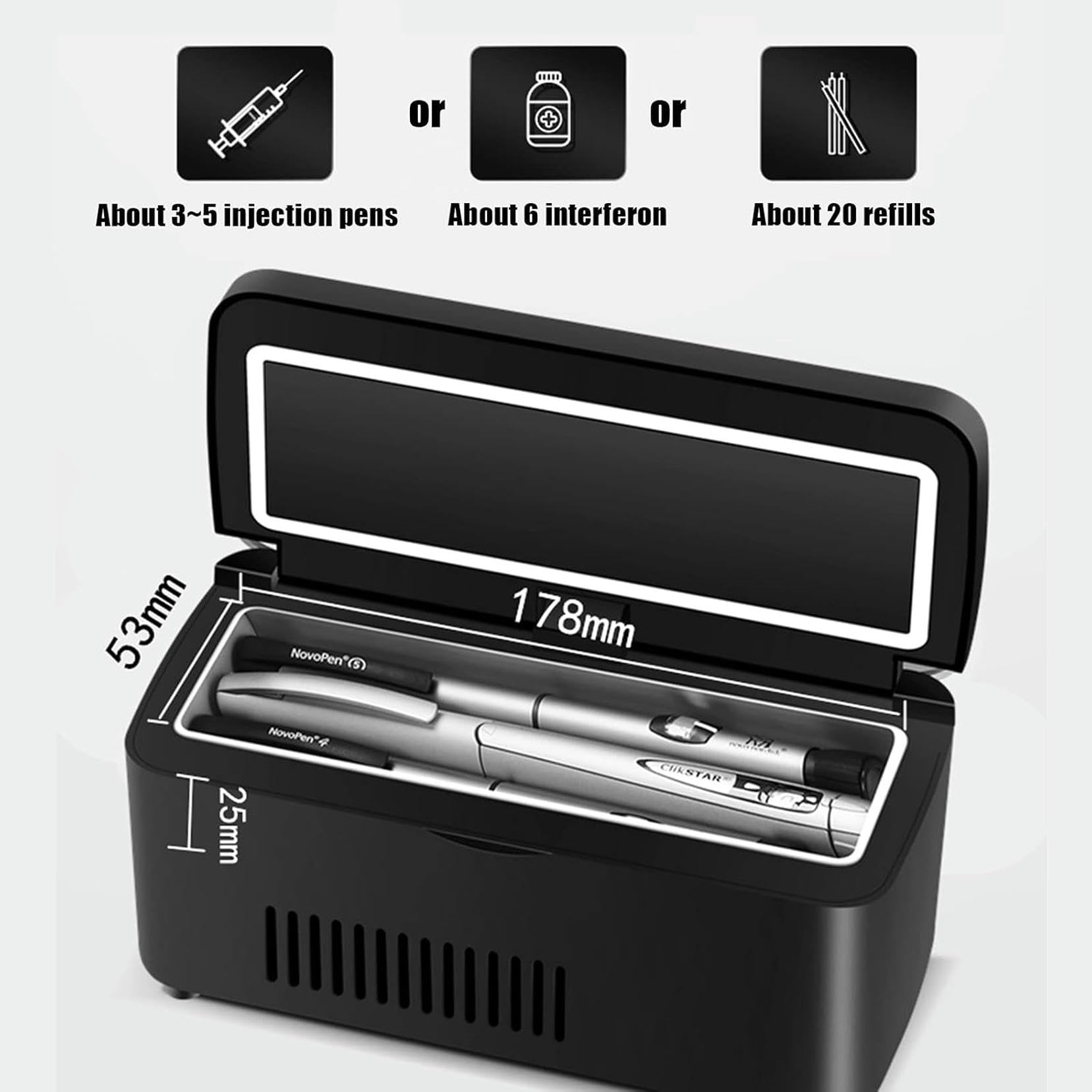 Estuche de Viaje para Enfriar insulina, refrigerador médico portátil, refrigerador pequeño con Pantalla LCD, baterías de 10200 mAh, para el hogar, Viajes, automóviles, Aviones, Gran Capacidad