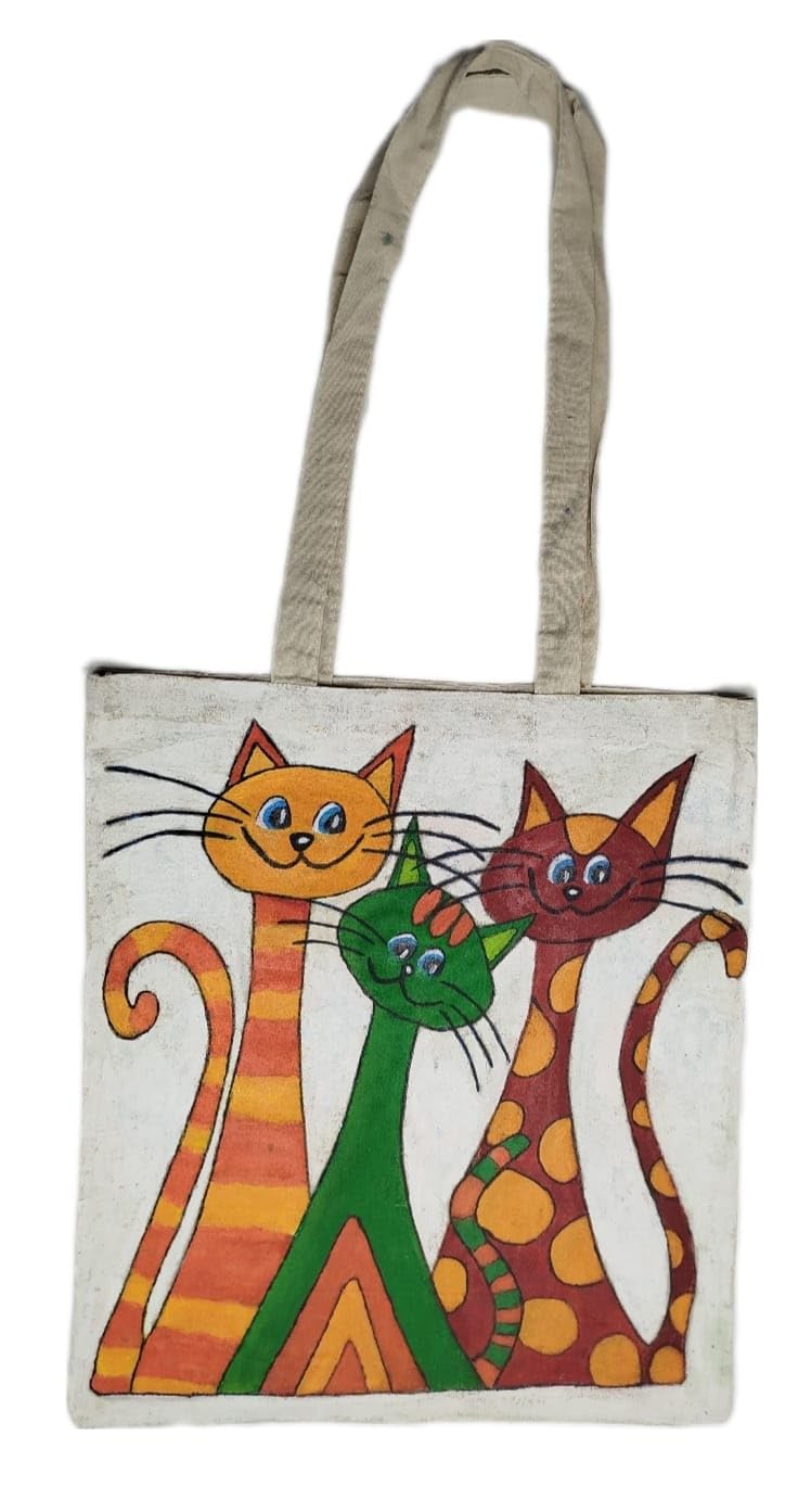 Bolsa con Diseño de Gatos de algodón 38x42 cm 2
