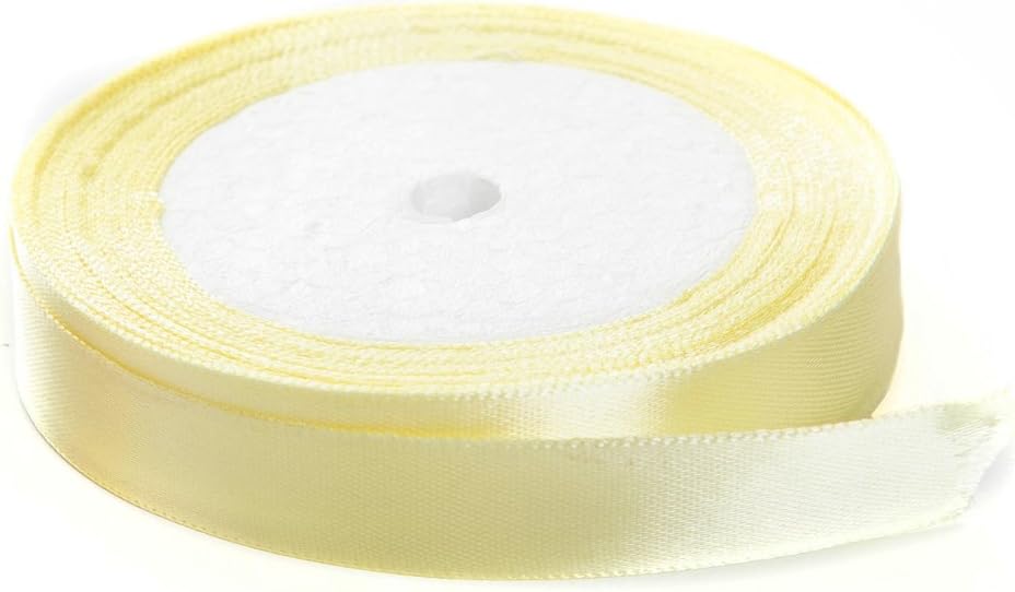 Solid Color Satin Ribbon 1/4",25yds (Light Yellow)