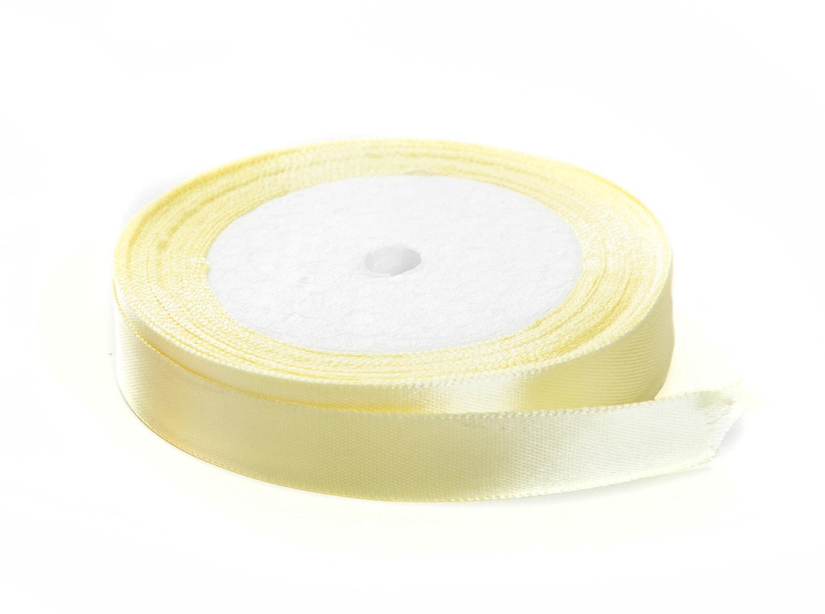 Solid Color Satin Fabric Ribbon (Light Yellow, 1/2