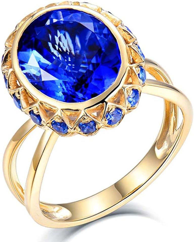 14K White/Rose/Yellow Gold Natural AAAA Blue Tanzanite Diamonds Rings Band Engagement Wedding for Women Promotion