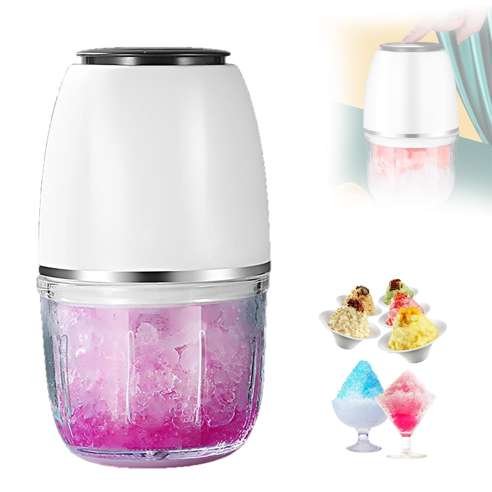 SenhE Trituradora de Hielo Eléctrica, Máquina de Granizado Trituradora de Hielo Eléctrica Rápida Comercial, para Hacer Conos de Nieve, Cócteles, Frappe, Té Helado y Café