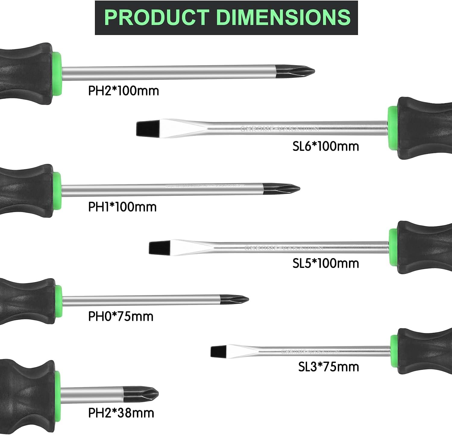 GURADESIGN 7-Piece Magnetic Screwdrivers Set, 4 Phillips and 3 Flat, Professional Cushion Grip Screwdriver Set - Image 2