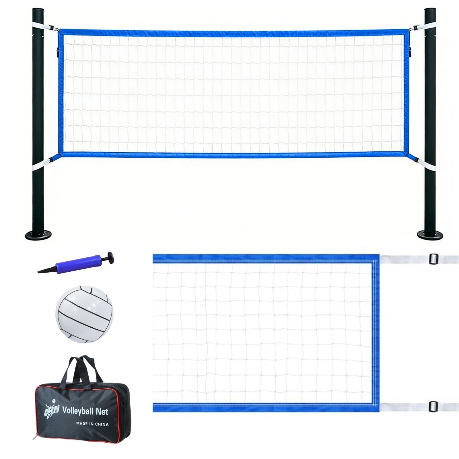 15 x 3ft Pool Volleyball Net with Water Volleyball,Adjustable Length 15ft-27ft Portable Pool Volleyball Net Replacement for Inground Pools