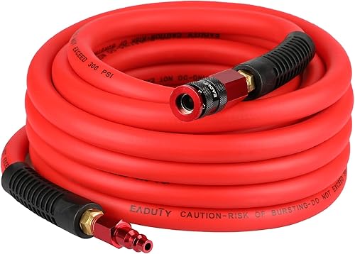 Manguera de aire híbrida de 38 pulgadas x 25 pies, ligera, flexible y duradera, con acoplador rápido universal de aluminio y enchufe industrial,