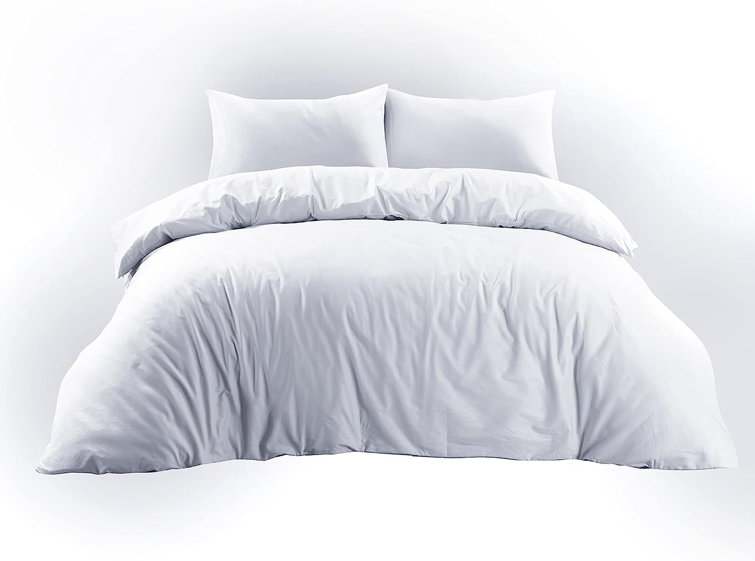 Gmtextiles Gray Navy White 100% Polycotton Bedding Duvet Cover Sets. (Single, White)
