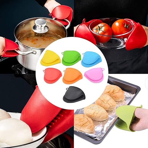 Miniatura 8 de AKOAK Mini guantes de horno con protección de silicona para los dedos para cocinar, hornear, asar a la parrilla, guantes antideslizantes resistentes