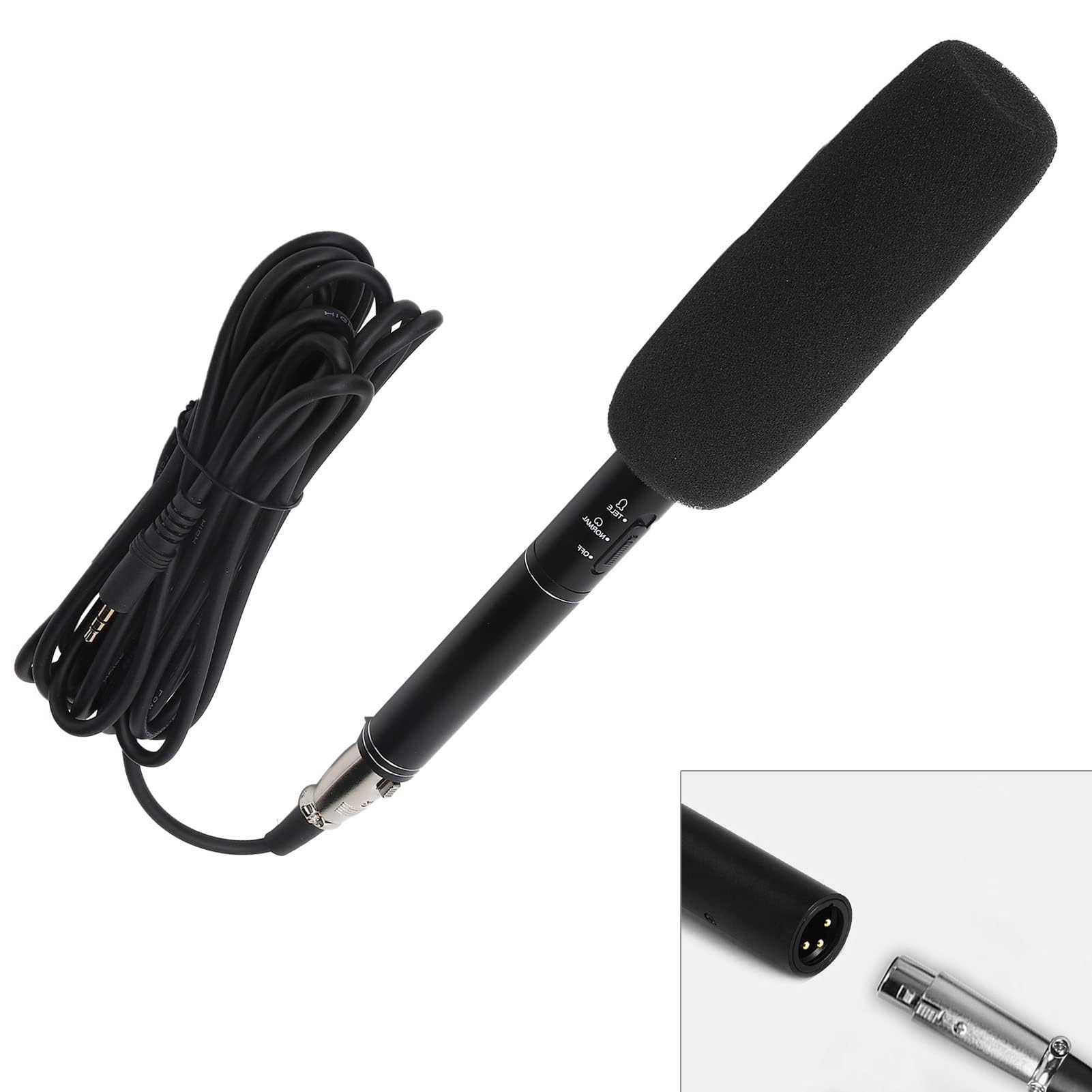 Micrófono para Entrevista con Cable, Micrófono Pequeño, Micrófono Pequeño, Micrófono con Cable, Micrófono Pequeño, Micrófono Enchufable, Micrófono para Entrevista De Mano(Longitud 28 cm.)