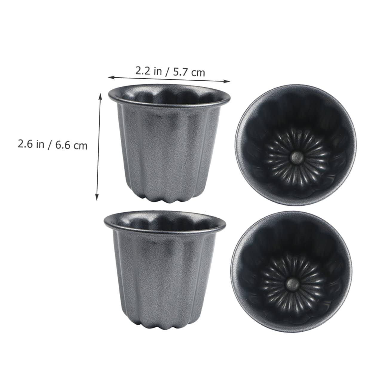FUNOMOCYA 4 Pcs Non Stick Canele Molds Baking Multi Function Muffin Cups Cake Molds Nonstick Bakeware Oven Use