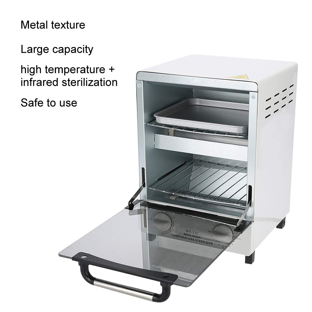 Dioche Esterilizador de alta temperatura, 10 l caja de esterilización, armario de esterilización infrarroja, dispositivo desinfectante para accesorios de manicura y herramientas de peluquería