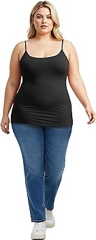 Emmalise Women's Basic Casual Long Camisole Cami Top Value Combo