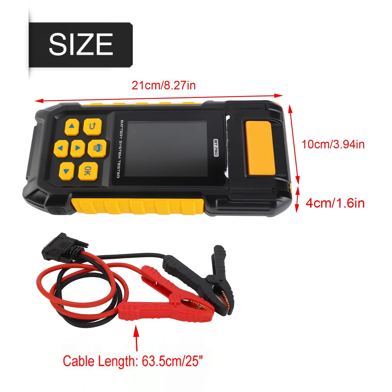 Dioche Analizzatore Digitale di Carico per Batterie per Auto da 12 V per Autoveicoli Digitale con Stampante Integrata per Batterie Normali Allagate, AGM e Al Gel, Supporto Multilingue, Accurato