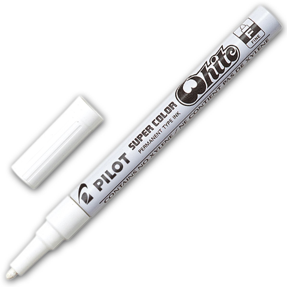 Pilot Supercolour Fine Permanent Marker 3.0 mm Tip - White, Box of 12