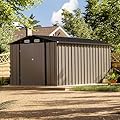 Patiowell 8 x 12 FT Metal Storage Shed for Outdoor, Steel Yard Shed with Design of Lockable Doors, Utility and Tool Storage for Garden, Backyard, Patio, Outside Use, Brown