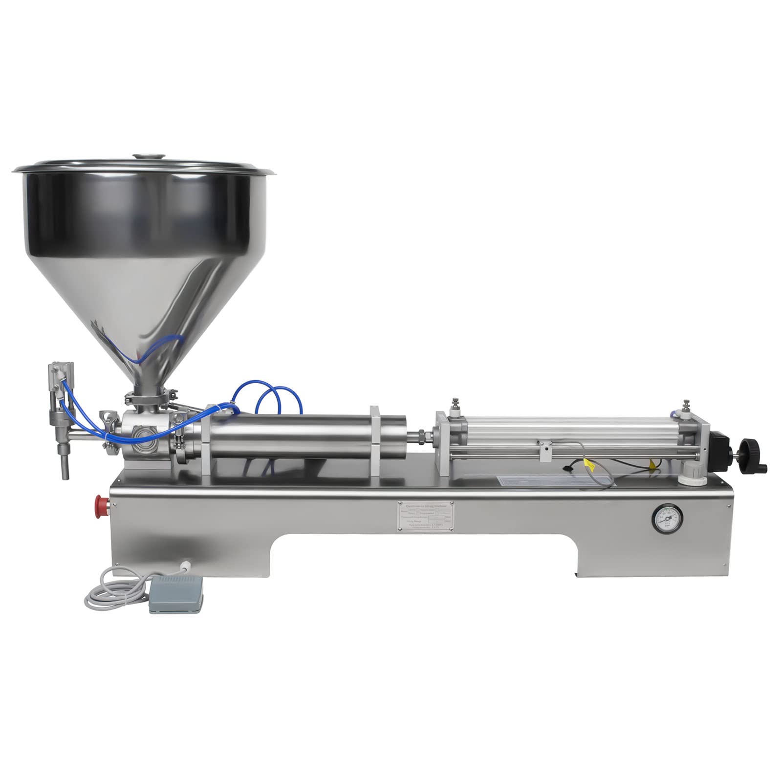 Liquid Filling Machine, 100-600ML Single-head Liquid Filler, Adjustable Bottle Filling Machine, Horizontal Liquid Filler with 40L Hopper, for Milk Essential Oil Wine (100-600ML, Single-Head)