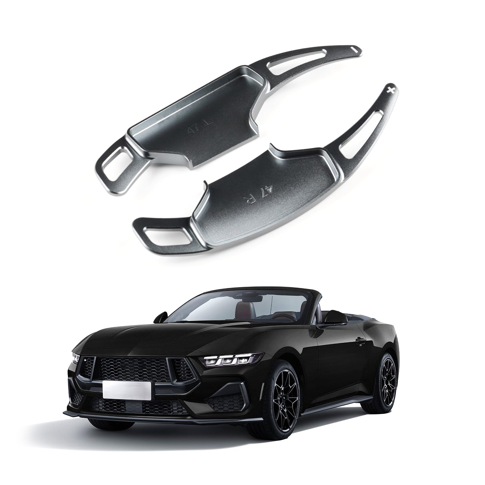 KUNGKIC Auto Schaltwippen Für Ford Mustang 2024 2025 2026 Aluminium Schaltpaddel Erweiterung Paddle Shifter Verlängerung Paddles Lenkrad 2 Stück (Grau)