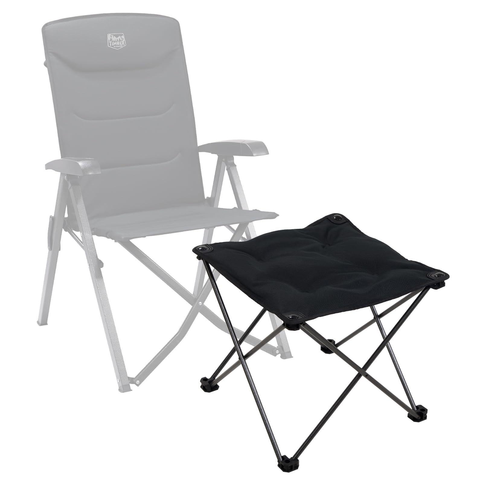 TIMBER RIDGE Folding Camping Footrest Padded Ottomans Portable Camping Stool Collapsible Garden Footstool Lightweight with Carry Bag for Bedroom Outdoor Fishing Hiking BBQ Patio Office, Black (Black)
