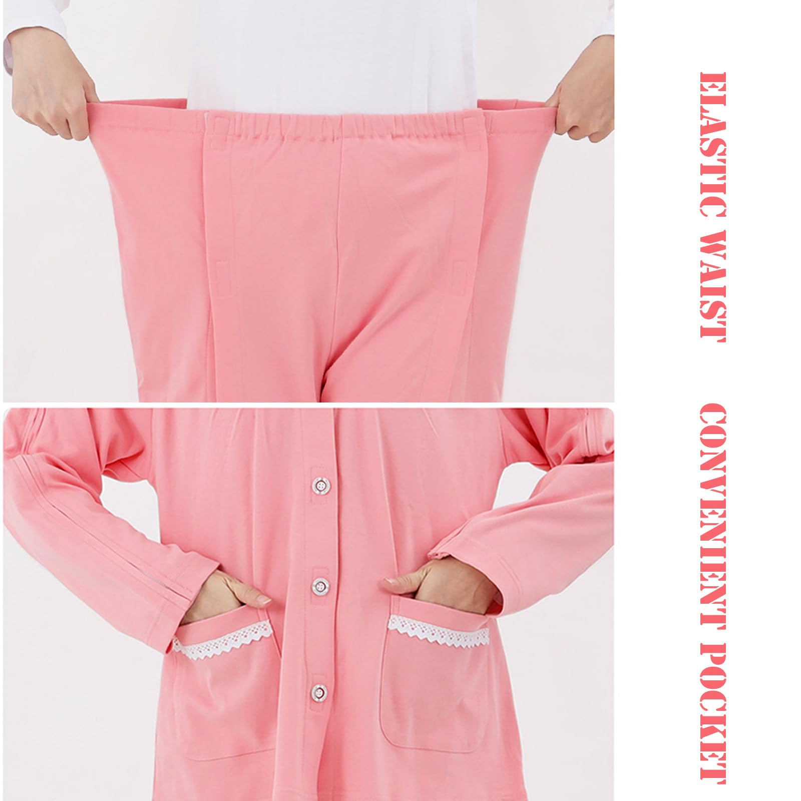 Ropa para el cuidado del paciente, Medical Patient Clothes M L XL 2XL Blue Pink(Roze,Medium)