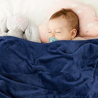 EMME Fleece Baby Blanket Plush Fuzzy Receiving Blankets for Toddler, Infant, Newborn, Boys and Girls Gift Warm Cozy Daycare Nursery Blanket for Crib, Stroller, Nap, Outdoor, Decor (Navy, 30"x40")