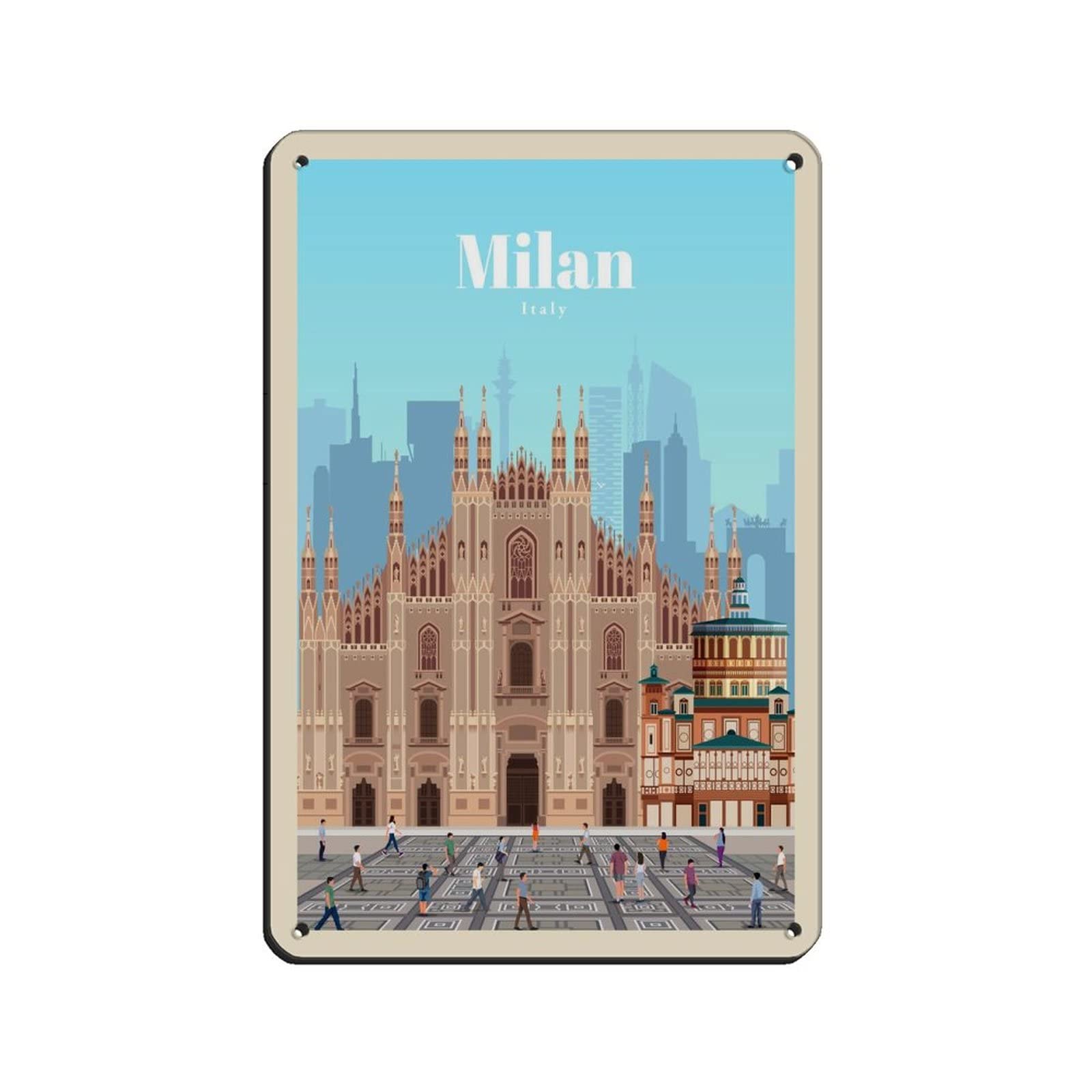 AZOLID Metalen Bord Vintage Rome Italië Travel Signs Vintage Fun Home Kitchen Bar Club Cave Rustieke Muurkunst 14 X 20 Cm