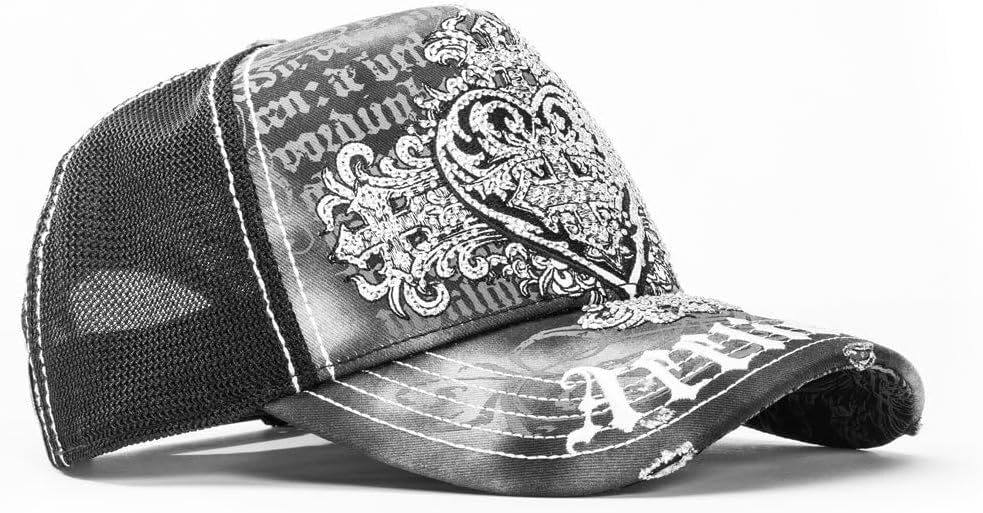 Affliction Men's Baseball Cap, Gothic Style, Embroidered Pattern