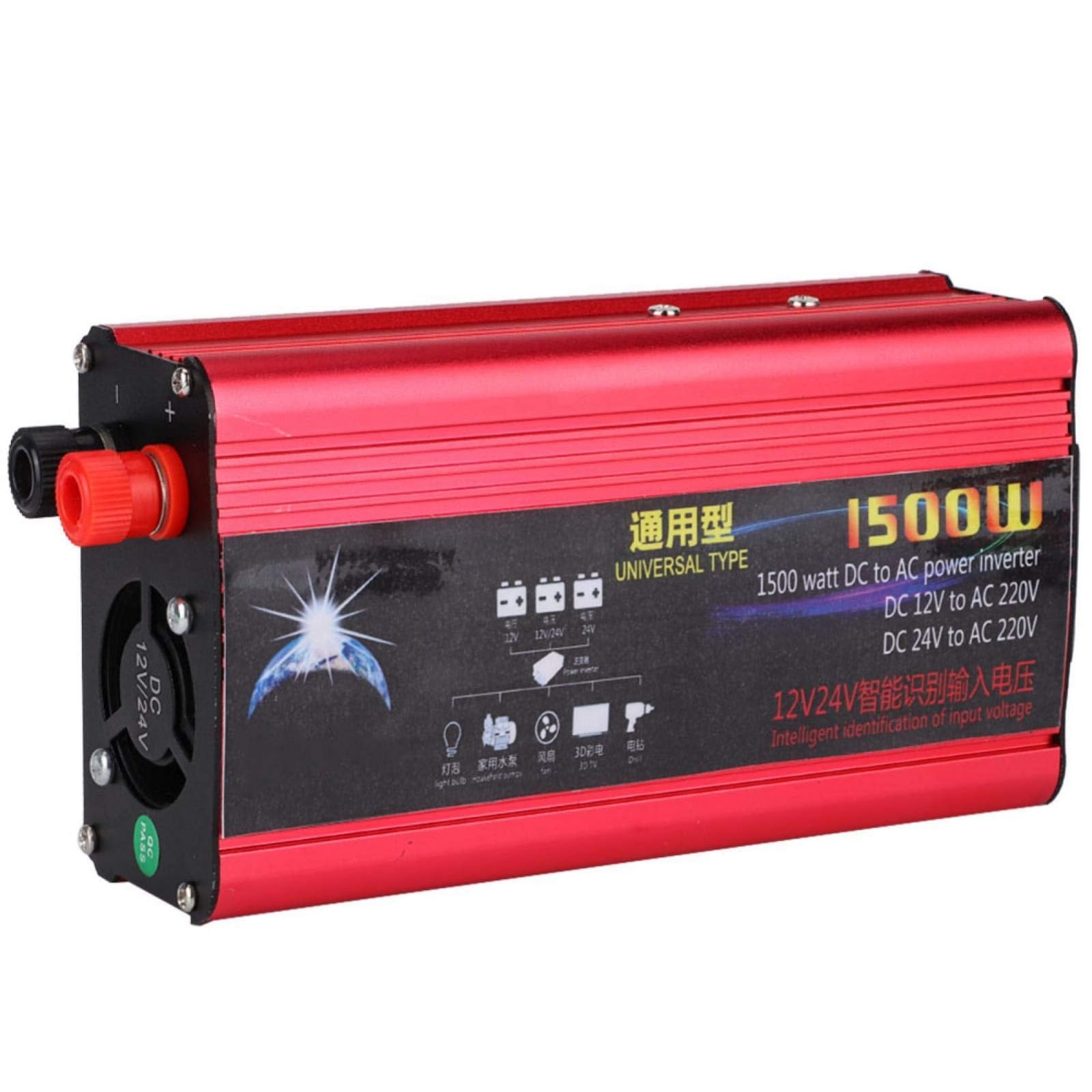 Falownik samochodowy 1500 W z podwójnym adapterem USB do samochodu, przetwornica DC 12 V/24 V do AC 220 V, ładowarka samochodowa, inwerter, konwerter