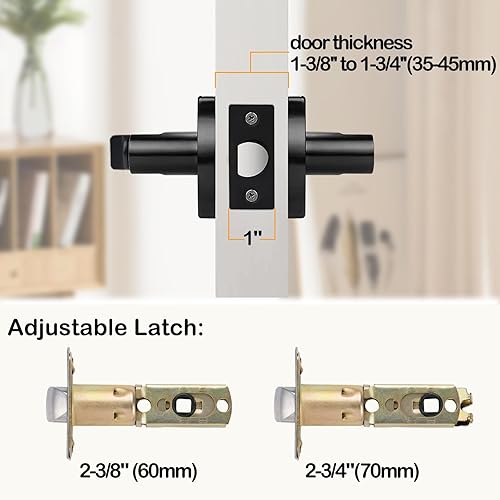 Miniatura 2 de HISAFE Manijas de puerta de dormitorio color negro mate con cerradura, cerradura de puerta de baño, manija de puerta de privacidad sin llave