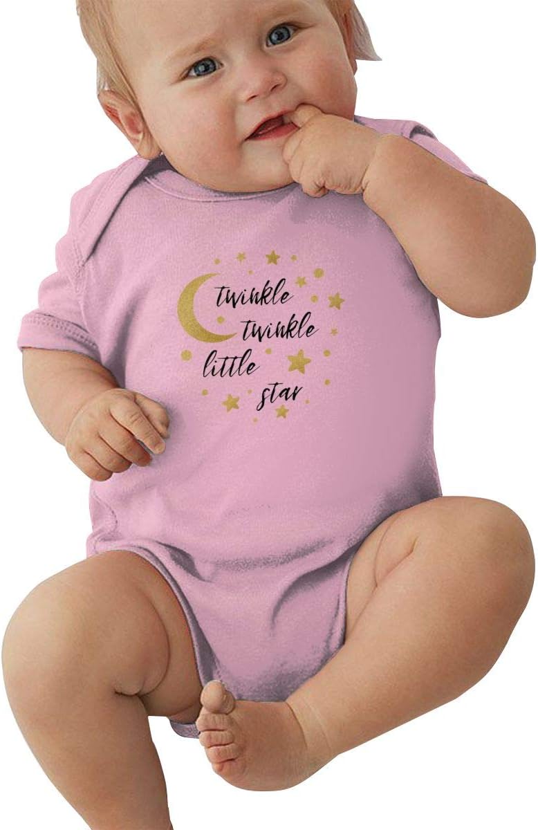 Twinkle Twinkle Little Star Short Sleeve Cute Romper Bodysuit Summer Outfit Clothes 0-24 Month Pink