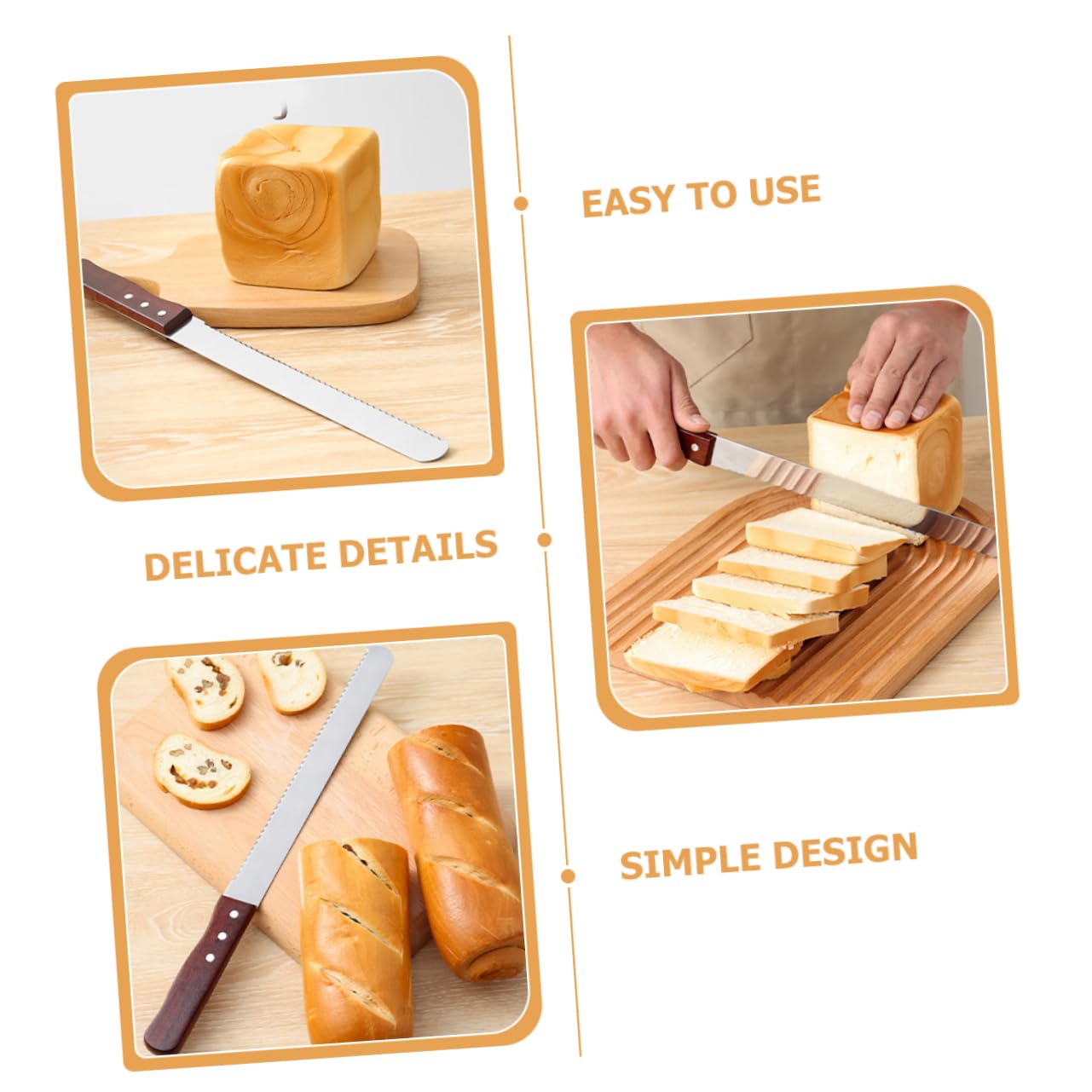 CONGARTENO Bread Knife Scoring Knife for Bread Baking Stainless Steel Bread Slicer Wooden Handle for Baking and Slicing