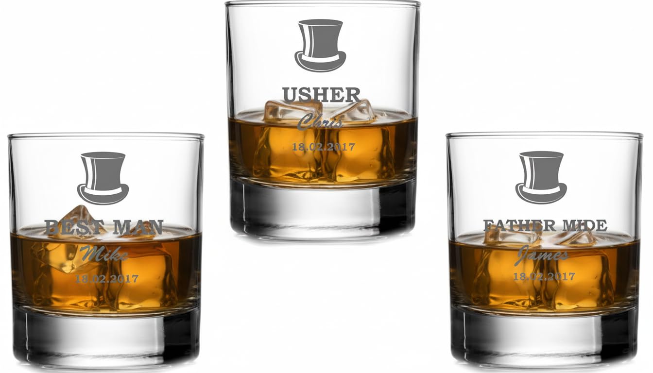 Ukgiftstoreonline Transparent Personalised Whisky Glass Wedding Favour Gift Best Man Usher Father Of Groom