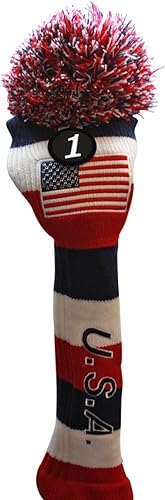 USA Majek Golf Driver #1 Bandera de Estados Unidos Patriota Pom Pom Knit Edición Limitada Vintage Classic USA Stars US Rojo Blanco Azul Retro