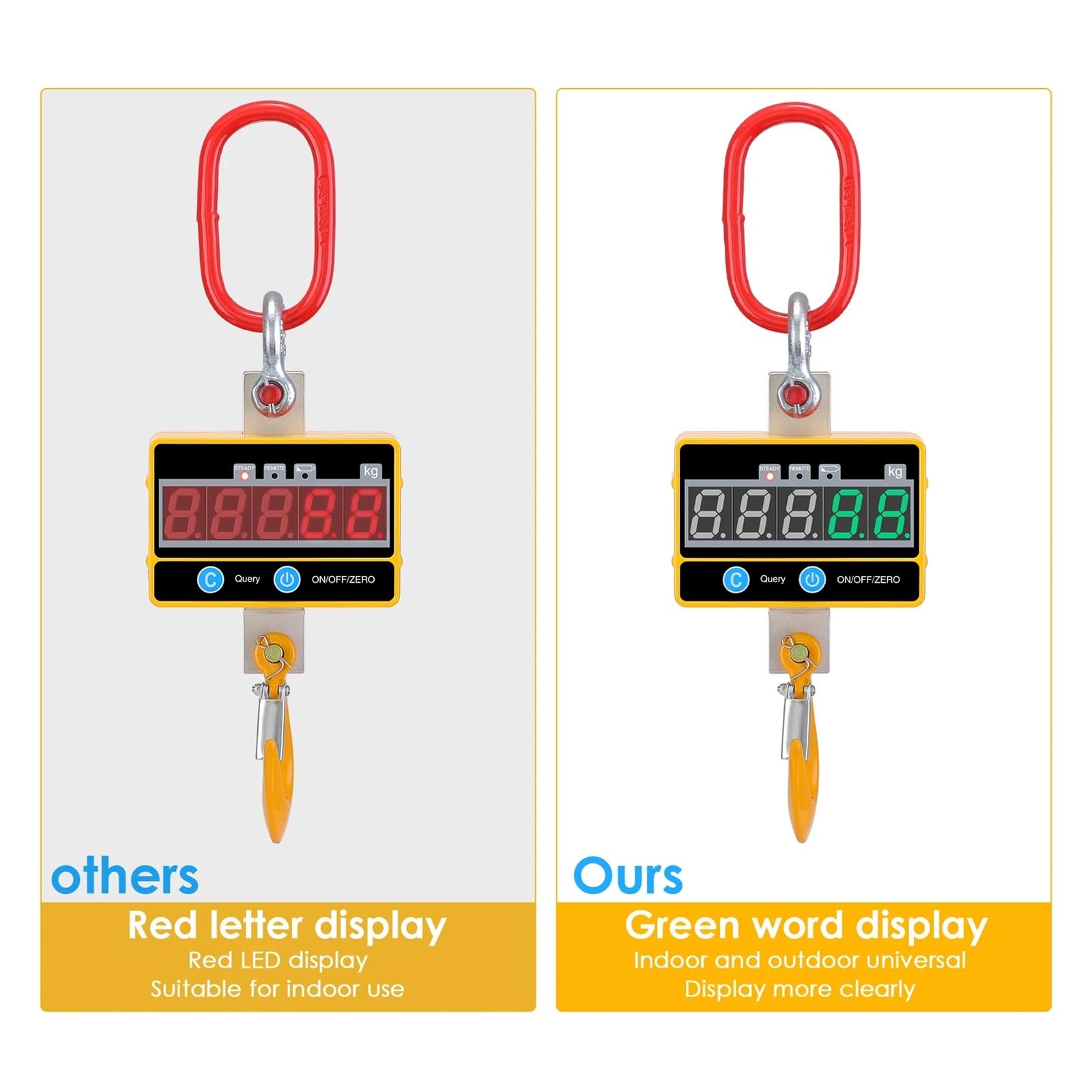 Bilancia for gru digitale in alluminio da 1000 kg/4000 libbre, 1 T, bilancia sospesa compatta e resistente, tipo OCS-SA, display a LED con telecomando