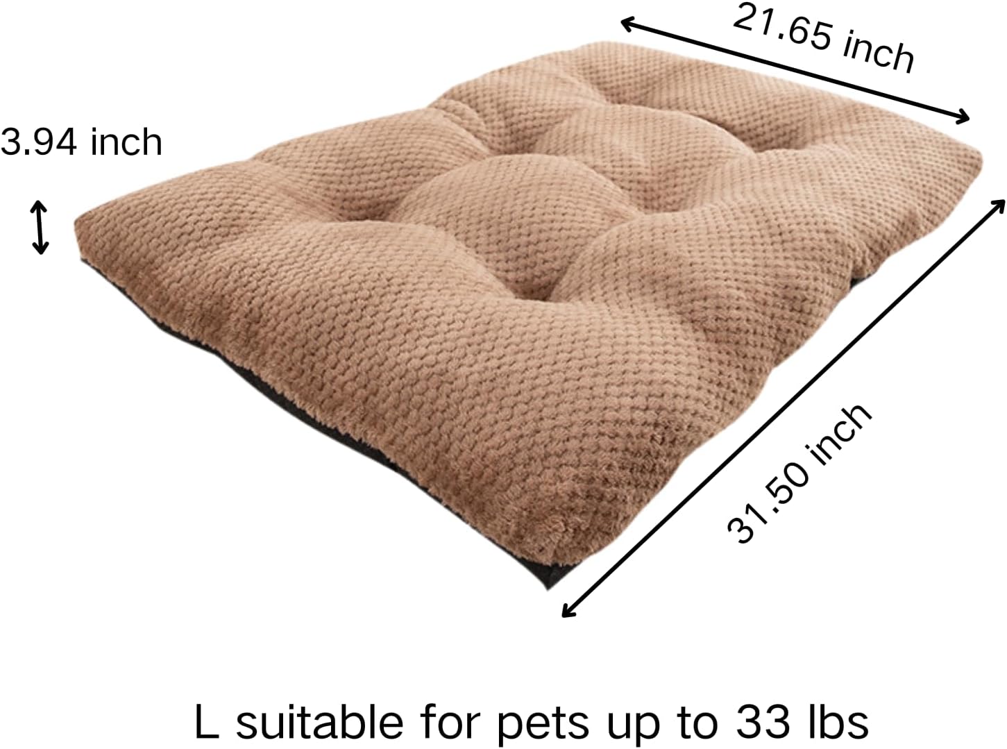 Dog Bed for Crate, Washable Mats for Sleeping, Soft and Fluffy, with Anti-Slip Bottom, Warm Dog Beds for Small Medium Large Dogs Cats Puppy Kitten (Khaki,Large)
