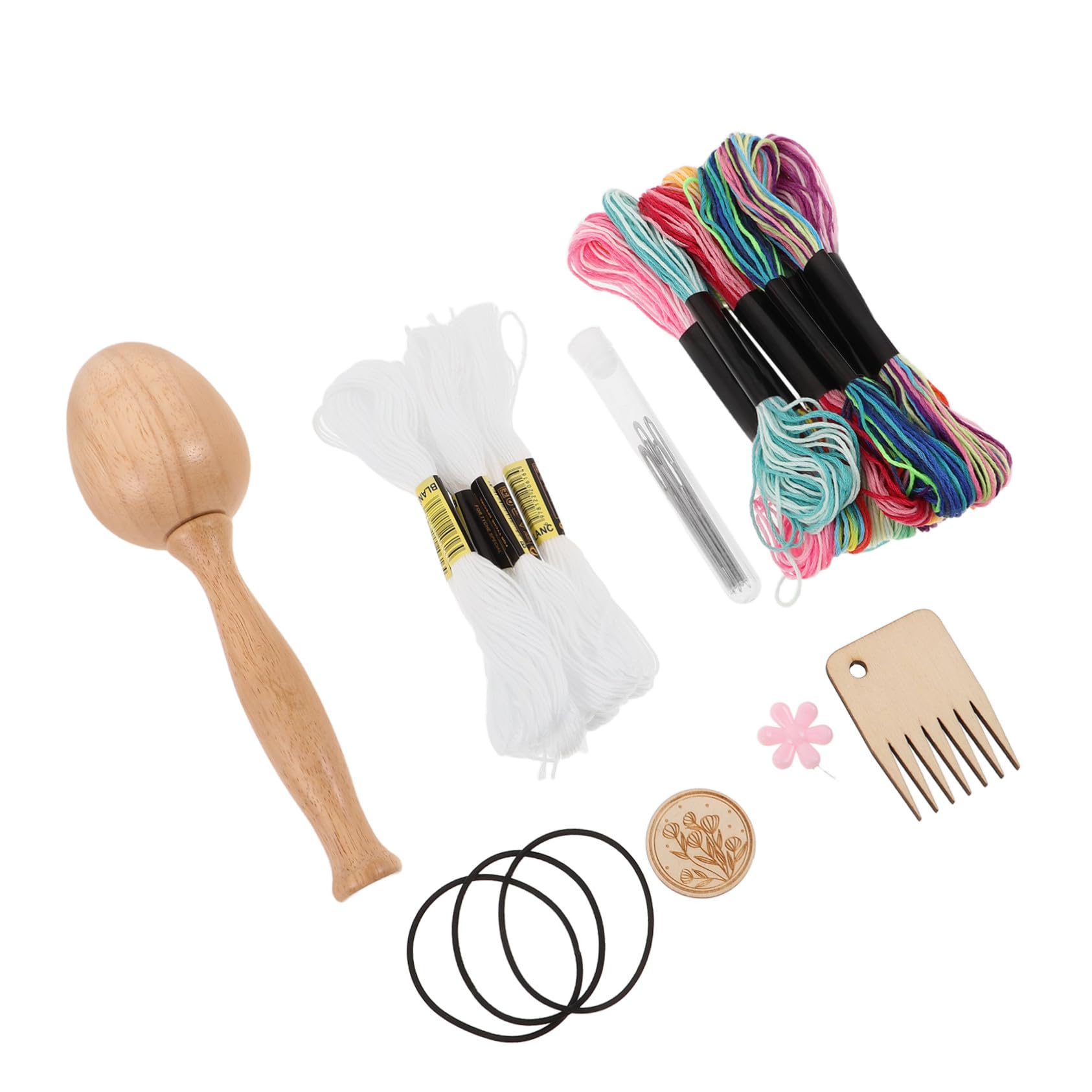 Huevo de Zurcir de Madera para Costura a Mano, 1 Juego | Forma Ovalada, Agujas de Ojo Grande y Accesorios Incluidos, Uso Doméstico y Bricolaje, Colores Aleatorios Color Aleatorio
