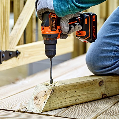 ブラックアンドデッカー(BLACK+DECKER) コードレス ドリルドライバー DIY 電動工具 穴あけ 締付工具 高いトルク 18V 1.5Ah BDCDD186K 2枚目