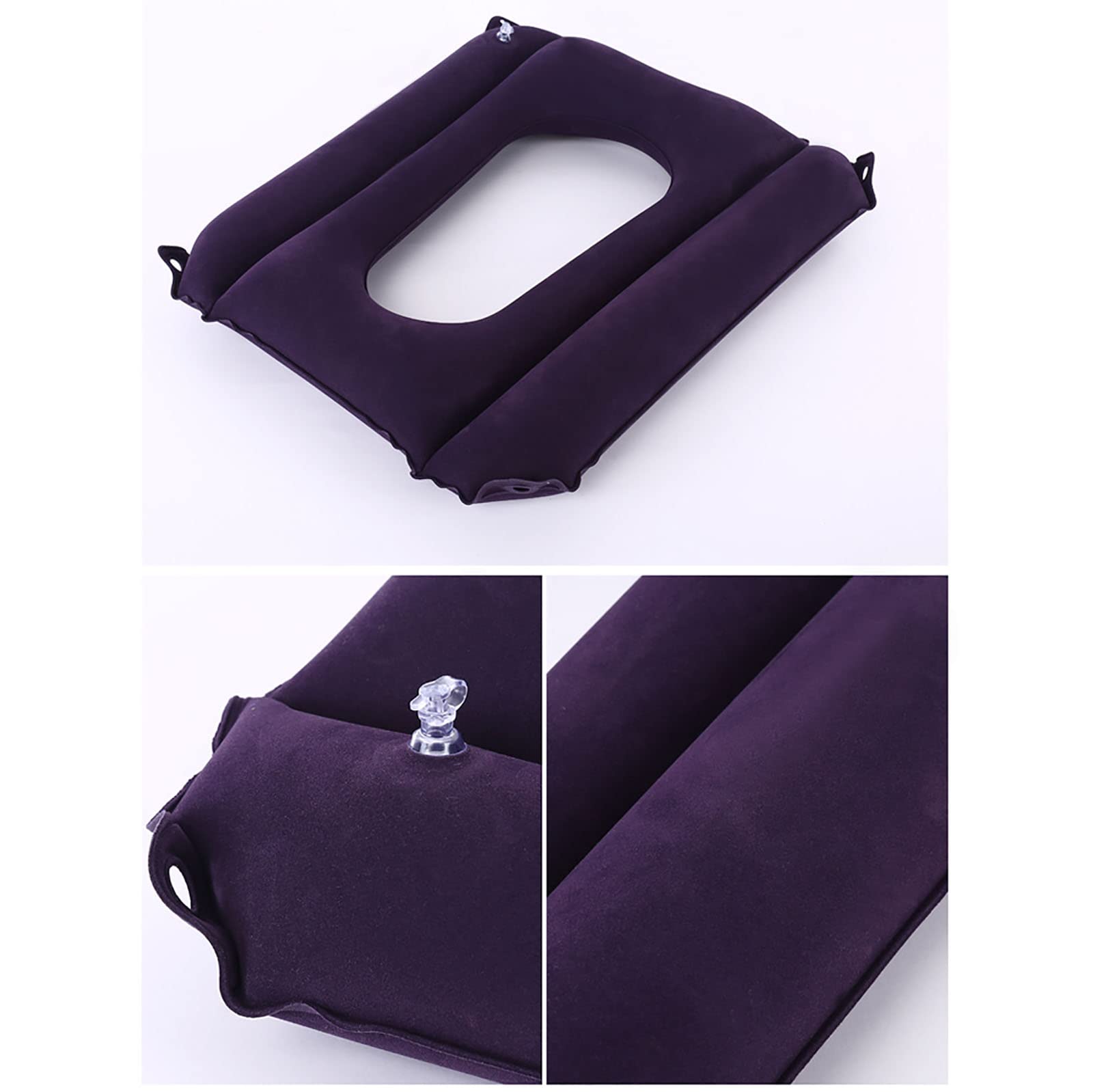 Cojín de Anillo Inflable, cojín antiescaras cómodo para Ancianos Cojín de Asiento de Inodoro Cojín de Aire Lavable con Orificio (Color: PVC Azul) (Azul Flocado)