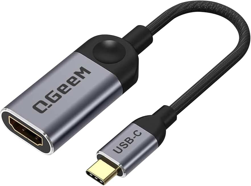 QGeeM USB C to HDMI Adapter 4K Cable, USB Type-C to HDMI Adapter [Thunderbolt 3/4] HDMI for Laptop MacBook Neo/Pro/Air, iPhone 15 16 17 Pro max, Dell XPS, Pixelbook, iMac,Thinkpad,Surface,IPad Pro