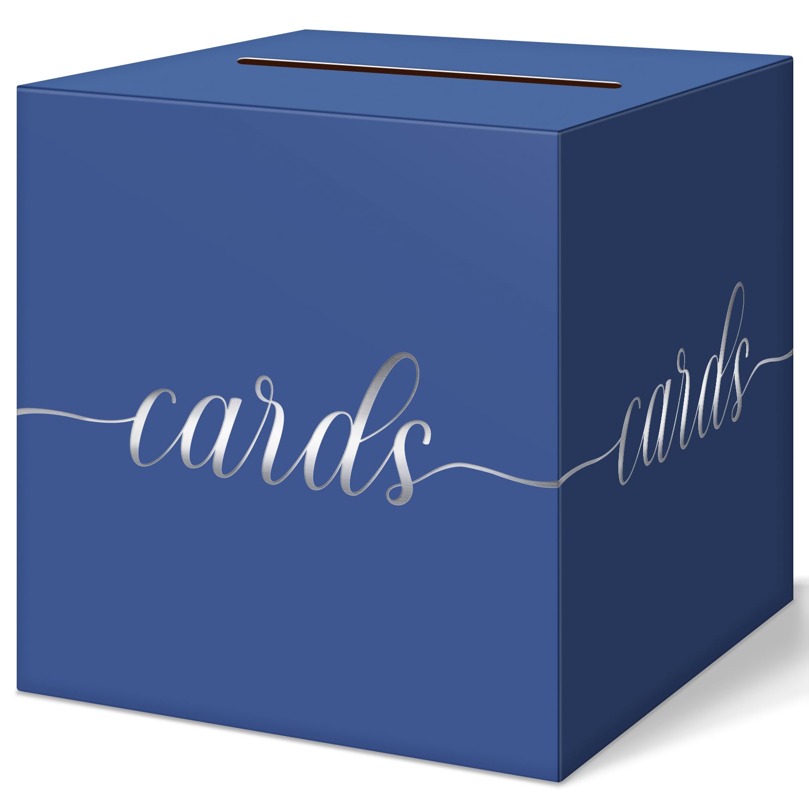 Elegant Card Box for Party, Silver Foil Graduation Card Box, Navy Blue