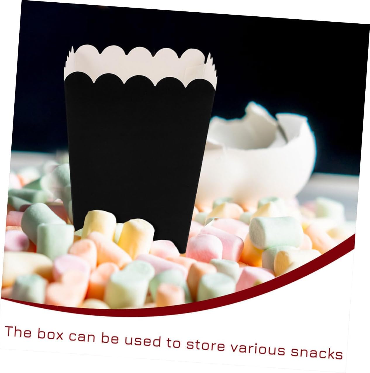 ARTIBETTER 100pcs Black Paper Popcorn Boxes for Movie Night Party Paper Snack Containers with Favor Box Design for Wedding and Event Supplies