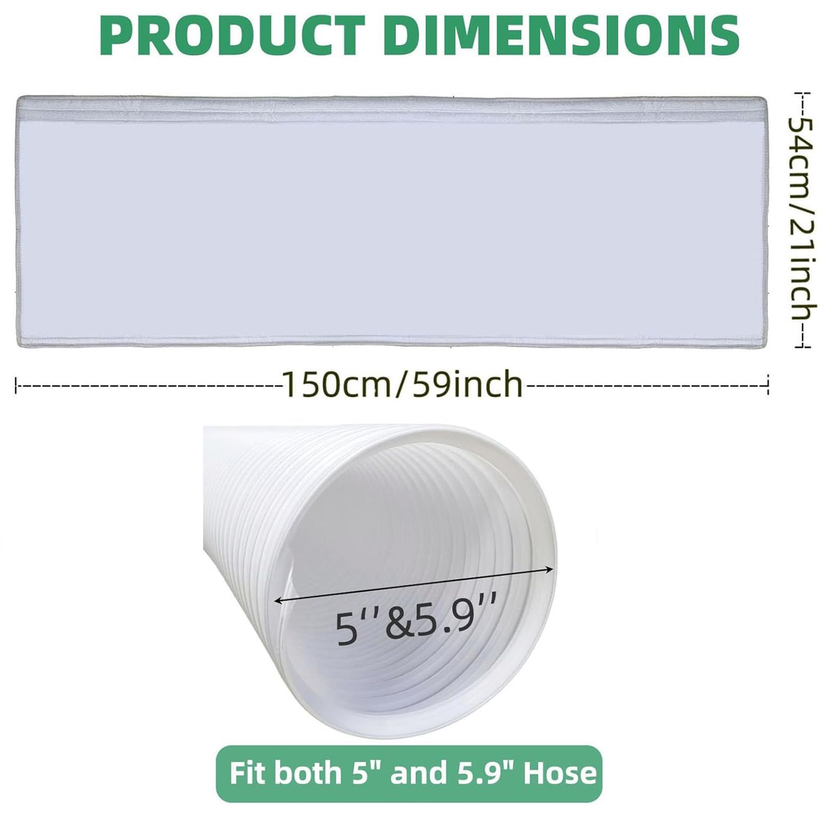 Tragbare AC Schlauchhülle Für 15/12.7cm Rohre - Flexible Isolierhülle Mit Staubschutz Für Wandventile/Dächer - Schnellinstalliert Ohne Werkzeuge (320g Polyester)