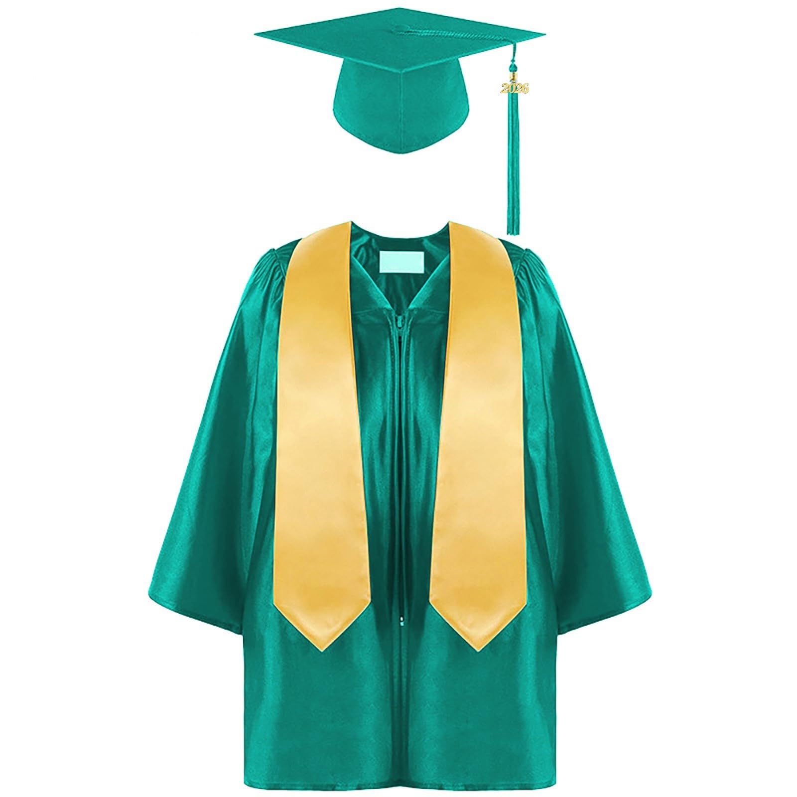 Kids Graduation Cap and Gown Set Unisex Kindergarten Preschool Graduation Outfit for Boys and Girls Fancy Dress Bachelor Robe Stage Performance School Ceremonies Costume Age 2-12 Years